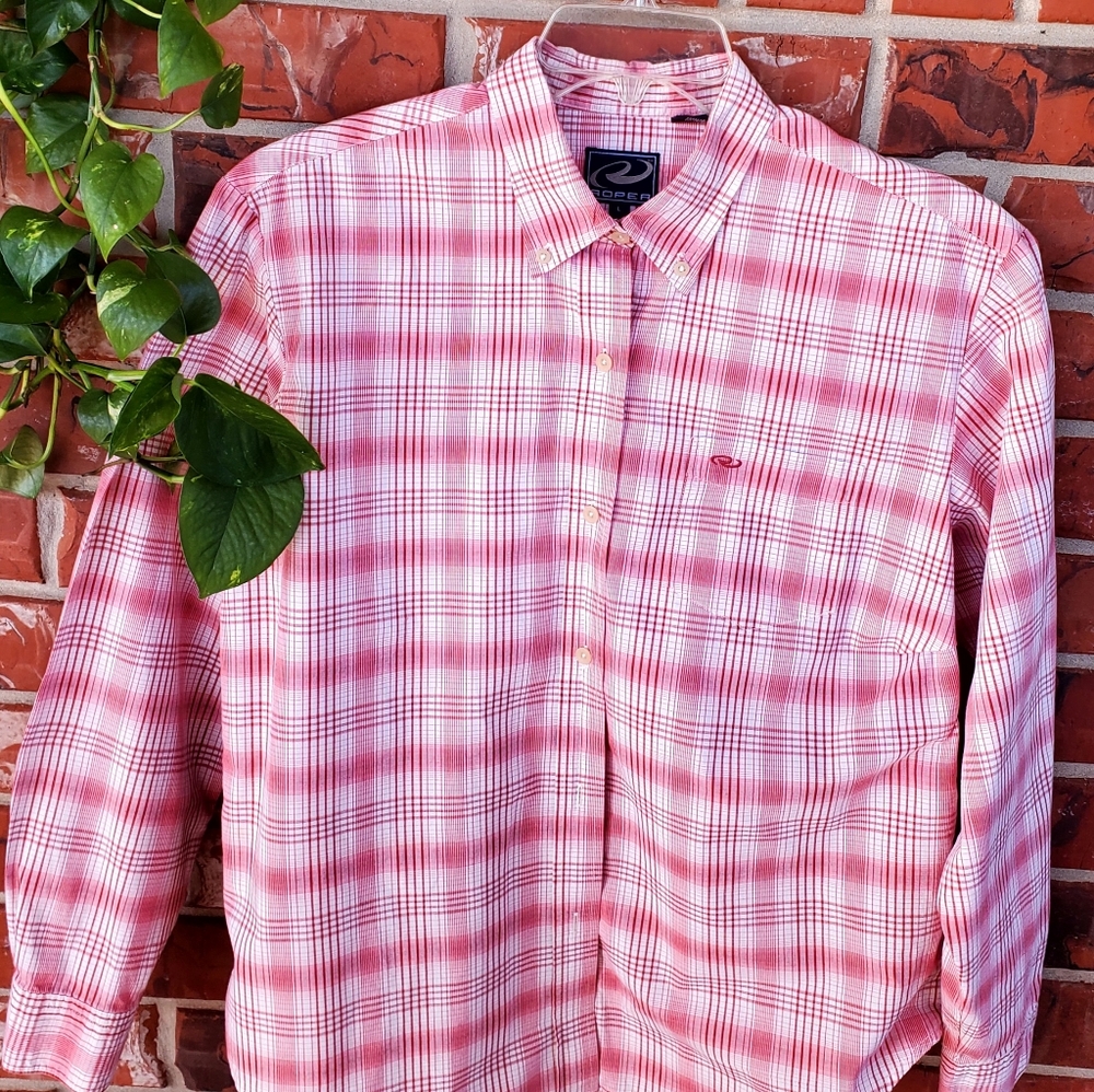 Roper Reddish/Pink Plaid Women's Western Cowgirl Button Down Shirt Size L